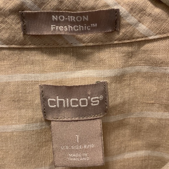 Chico’s Linen Cream Stripe Blouse Top Chico’s Size 1 US Medium 8 10 - Picture 10 of 11